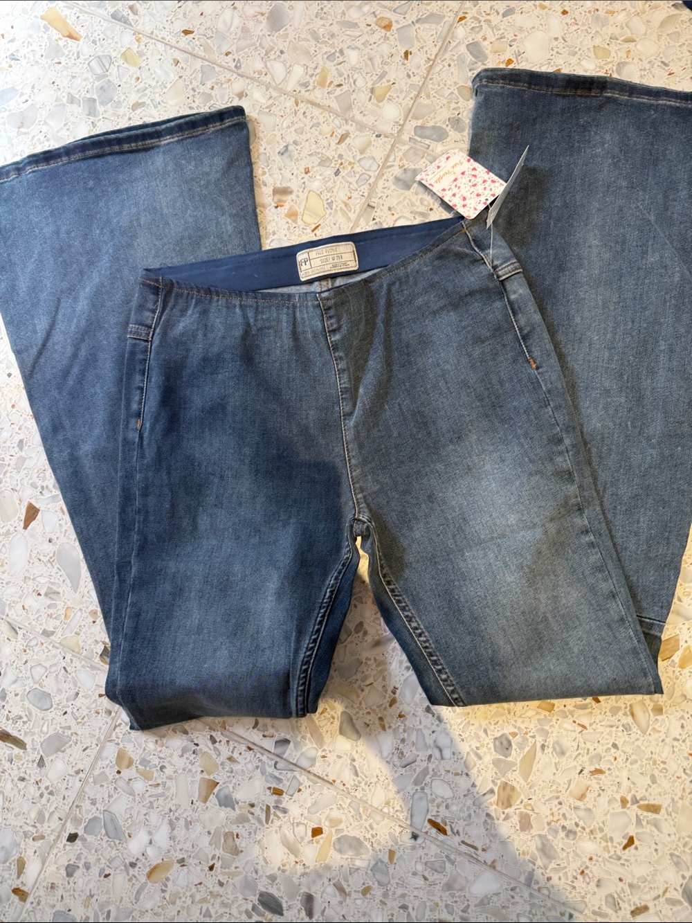 Free People Blue Wash Bootcut Pull-On Jeans